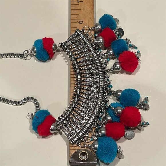 Handmade Oxidized Bollywood Necklace & Earring Set Boho Indian Statement Jewelry - Picture 12 of 12